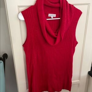 Joseph A Red Ribbed Cowl Neck Sweater